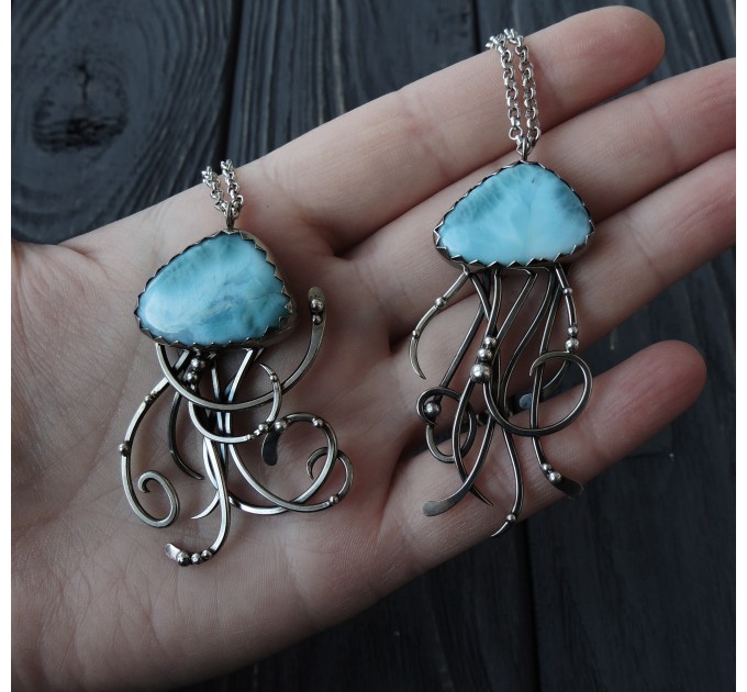 Larimar jellyfish necklace