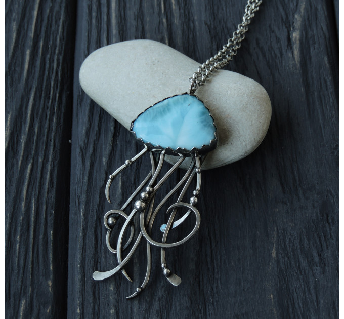 Larimar jellyfish necklace
