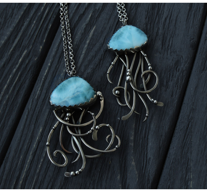 Larimar jellyfish necklace