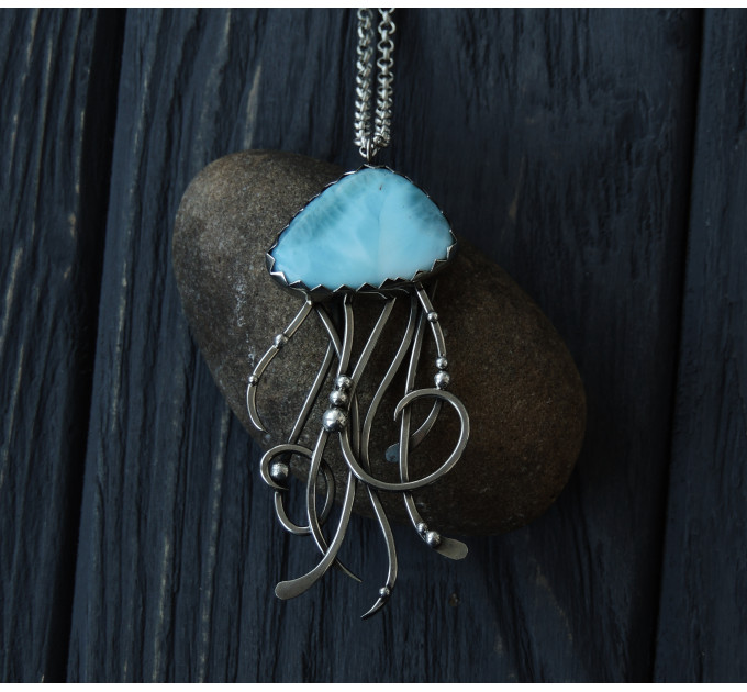 Larimar jellyfish necklace
