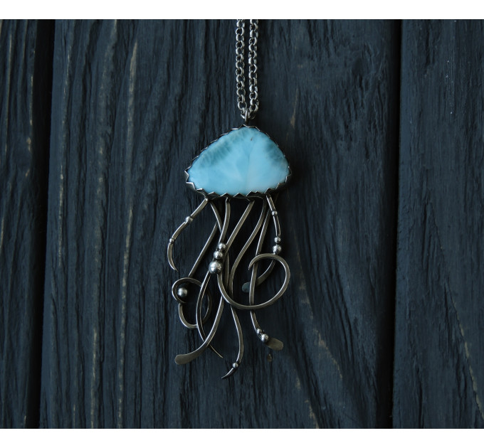 Larimar jellyfish necklace
