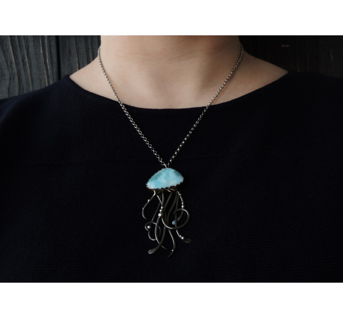 Larimar jellyfish necklace