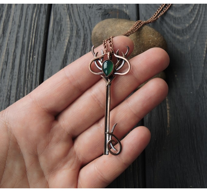 Copper deer necklace
