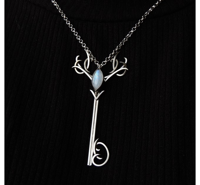 Silver deer key pendant
