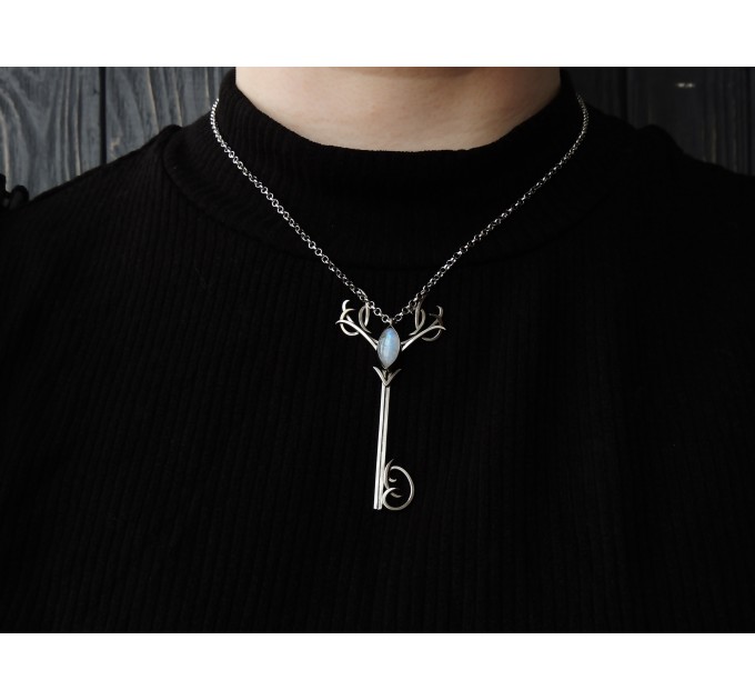 Silver deer key pendant