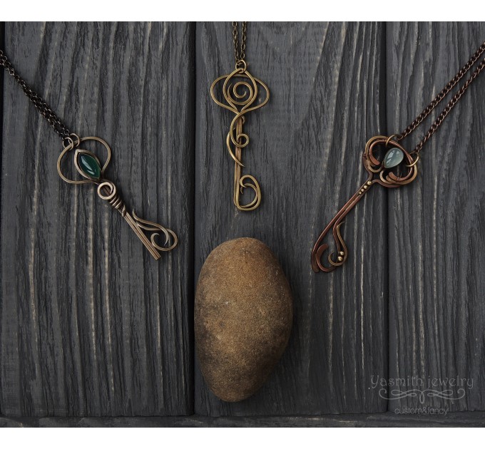 Copper key necklace