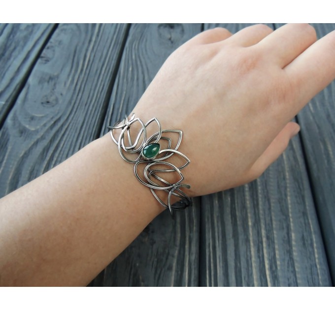 Sterling silver lotus bracelet