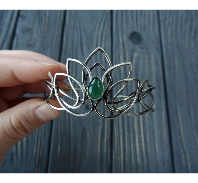 Sterling silver lotus bracelet