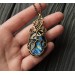Wire wrapped brass pendant