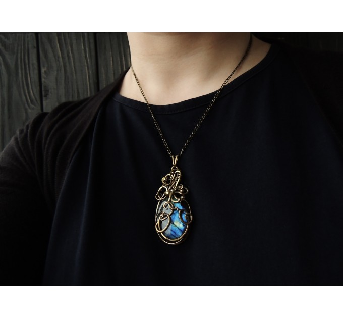 Wire wrapped brass pendant