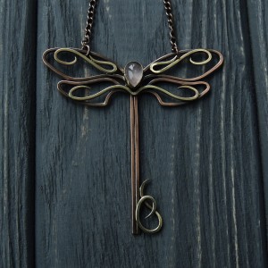 Winged key necklace