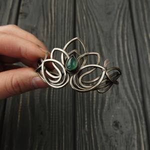 Silver lotus bracelet