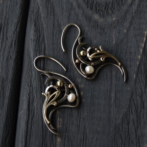 Gold and silver earrings